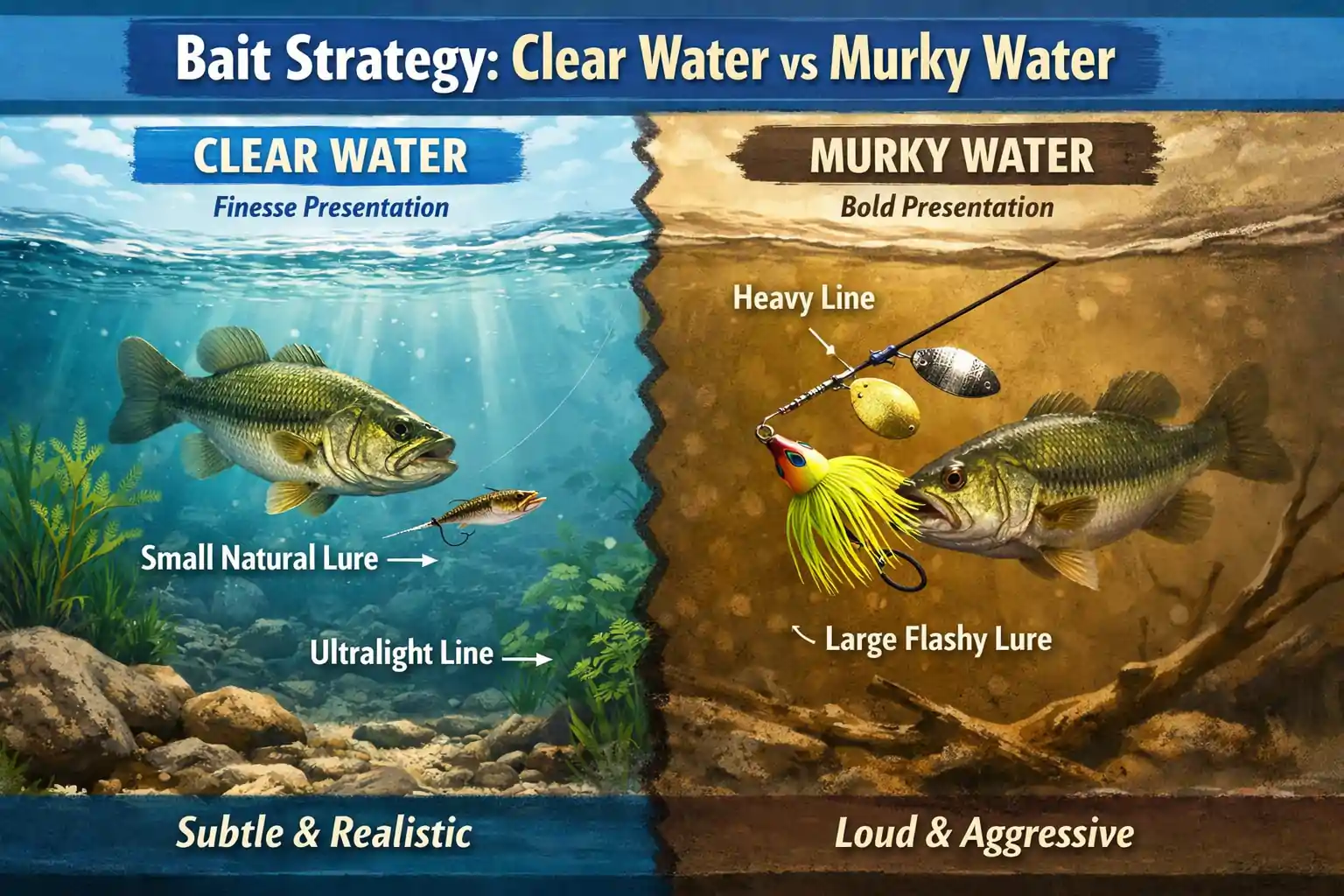 How Does Bait Strategy Change in Clear Water vs Murky Water?